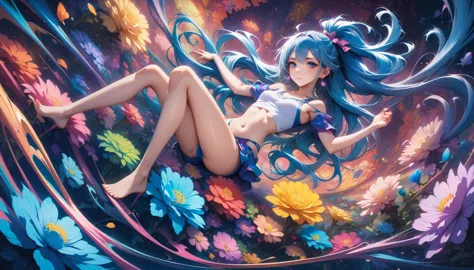 masterpiece, highest quality, highest quality,neon official art, anime style, (aisha hanabi), blue hair, mole under eye、very det...