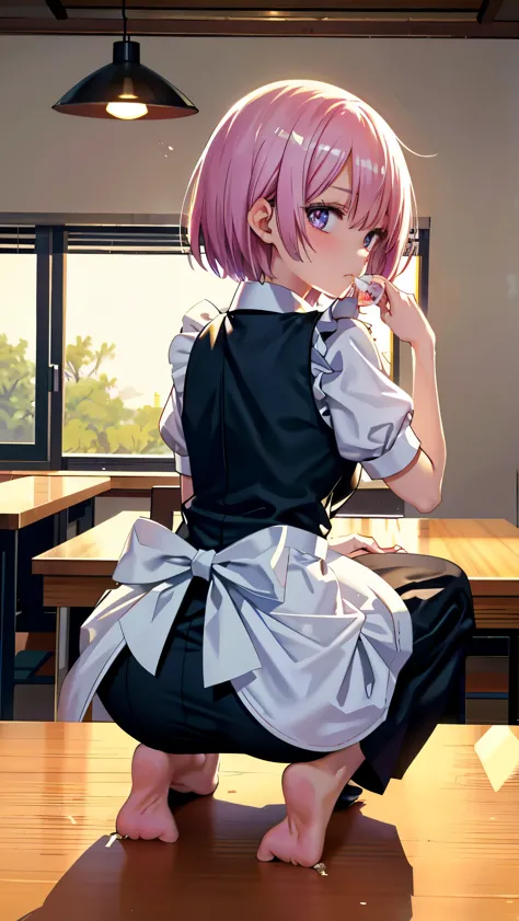 count&#39;Breakfast。Beautiful maid squats on the table without panties and straddles the plate.。Leakage of feces or urine。many b...