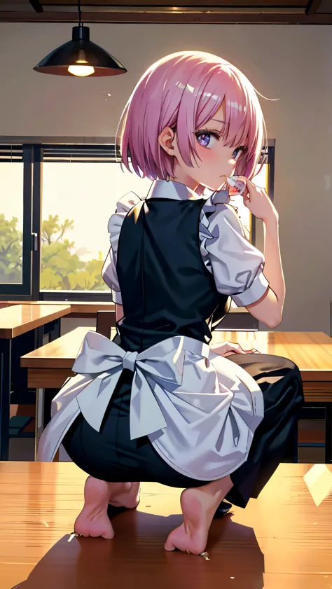 count&#39;breakfast。beautiful maid squats on the table without panties and straddles the plate.。leakage of feces or urine。many b...