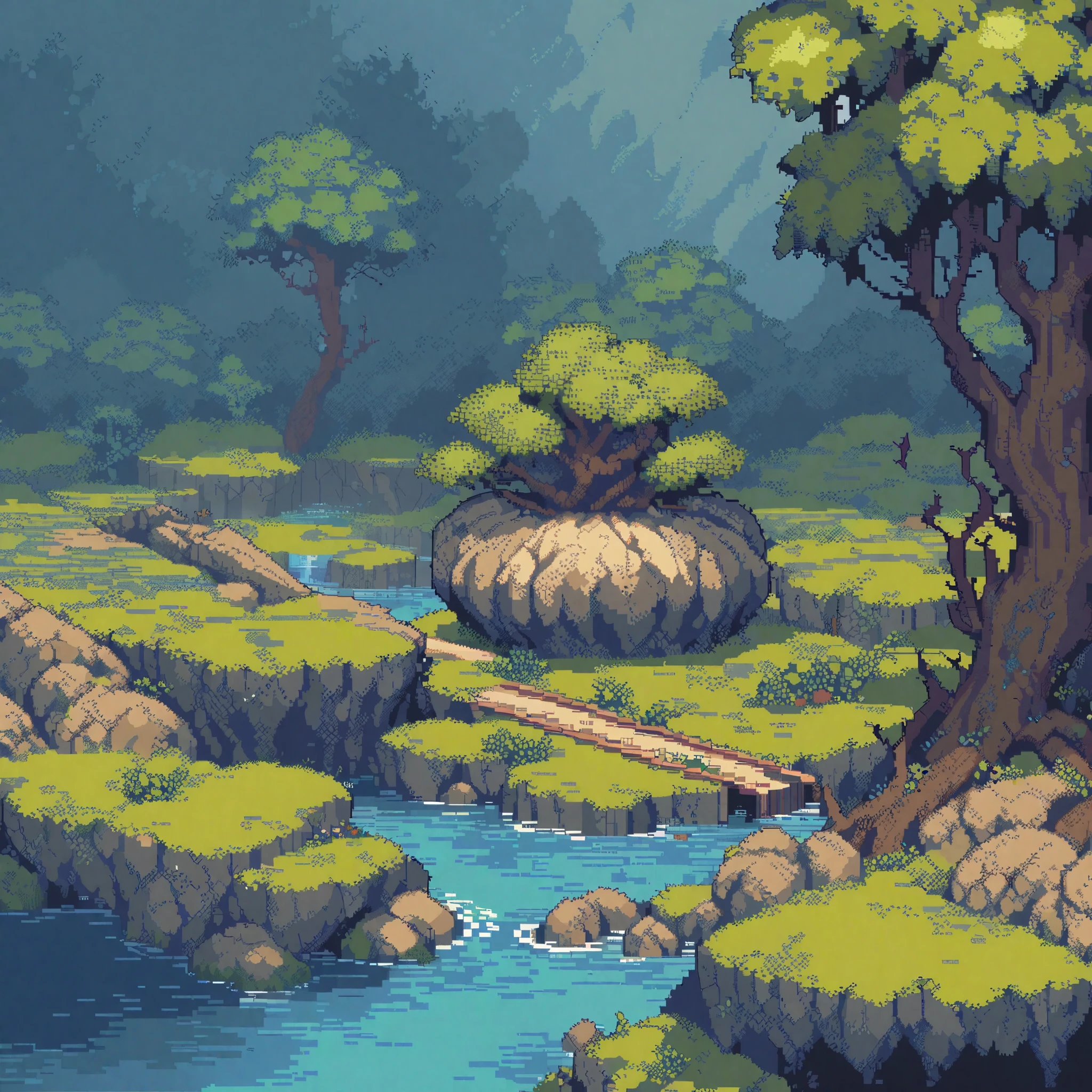 (masterpiece, best quality:1.2), pixel art,landspace，wetlands