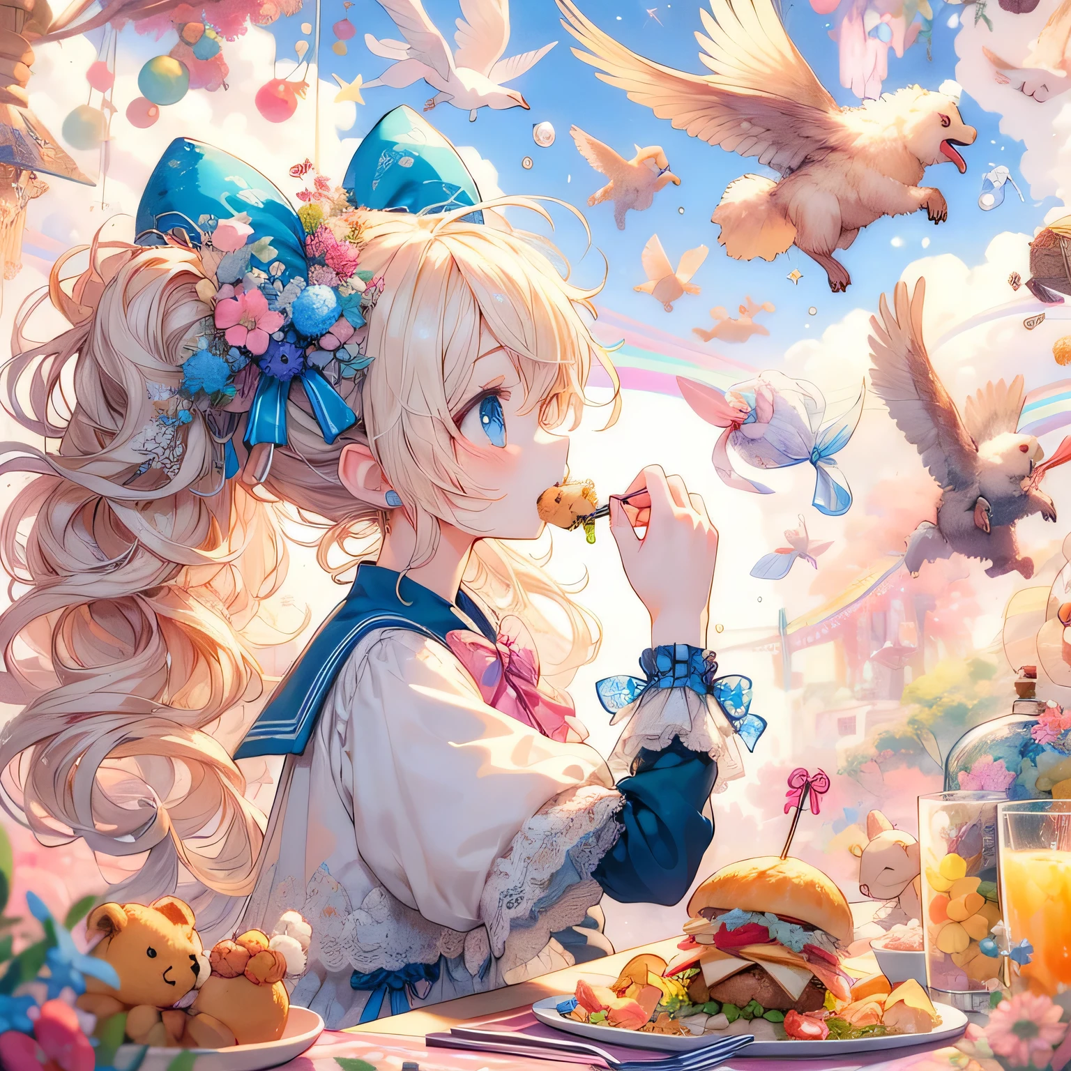 Anime image of two girls with teddy bears and bunny ears, cute anime, two beautiful anime girl, Gweiz, artwork in the style of Gweiz, anime girl, soft anime illustration, Gweiz on pixiv artstation, anime art wallpaper 4k, anime art wallpaper 4k, anime art wallpaper 8k, nice and cute