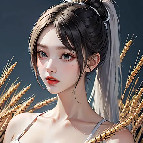 korean woman, (masterpiece, Beautiful person, ),  There is farming in the countryside., (There is (cut wheat: 1.4)), fertilize, ...