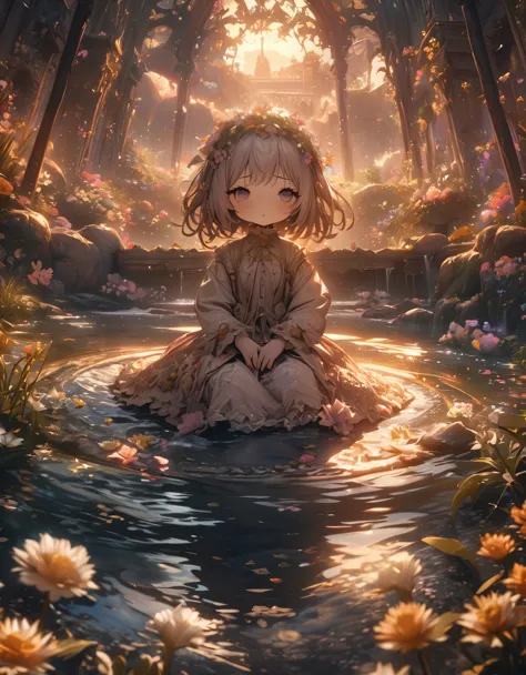masterpiece, best quality, extremely detailed CG unity 8k wallpaper, a magical pond in the evening, finely detailed, cinematic lighting, highres, flowers bloom，（（（Spring morning）））
.super wide angle（（（masterpiece）））, （（best quality））,（（Intricate details））,...