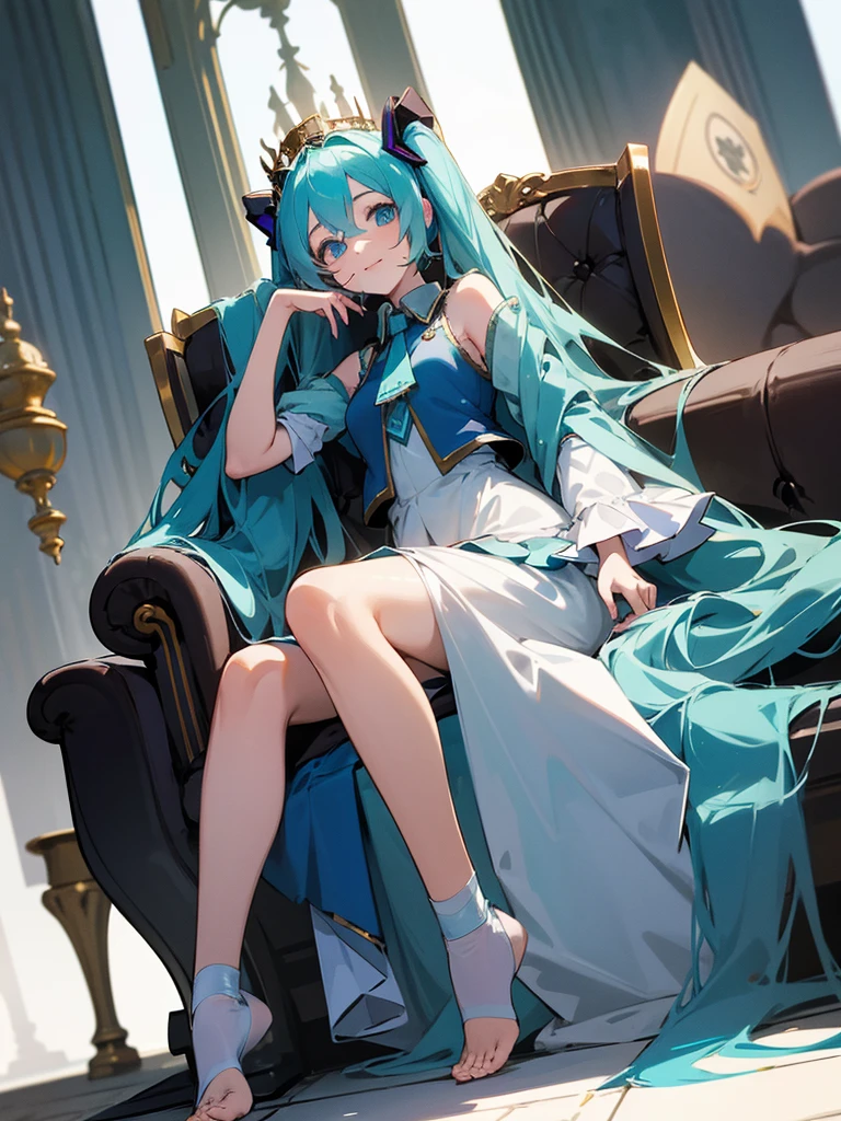 1 chica, Hatsune Miku, Disfraz de princesa, corona, Dinero, - SeaArt AI