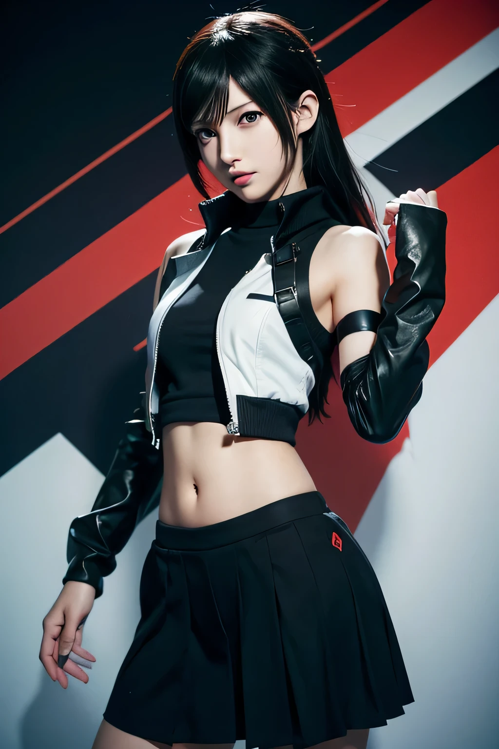 Tifa Lockhart Wearing A Shujin Academy uniform From Persona 5, in the art style of persona 5, Shigenori Soejima