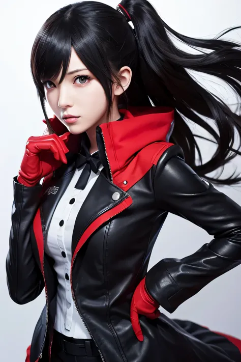 tifa lockhart wearing a shujin academy uniform from persona 5, in the art style of persona 5, shigenori soejima