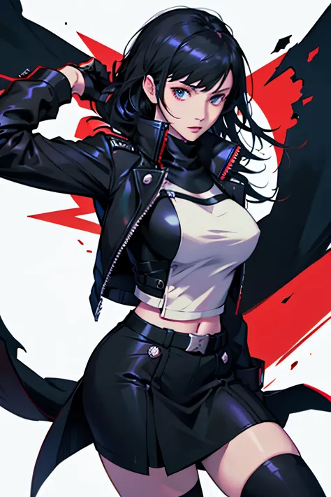 tifa lockhart wearing a shujin academy uniform from persona 5, in the art style of persona 5, shigenori soejima