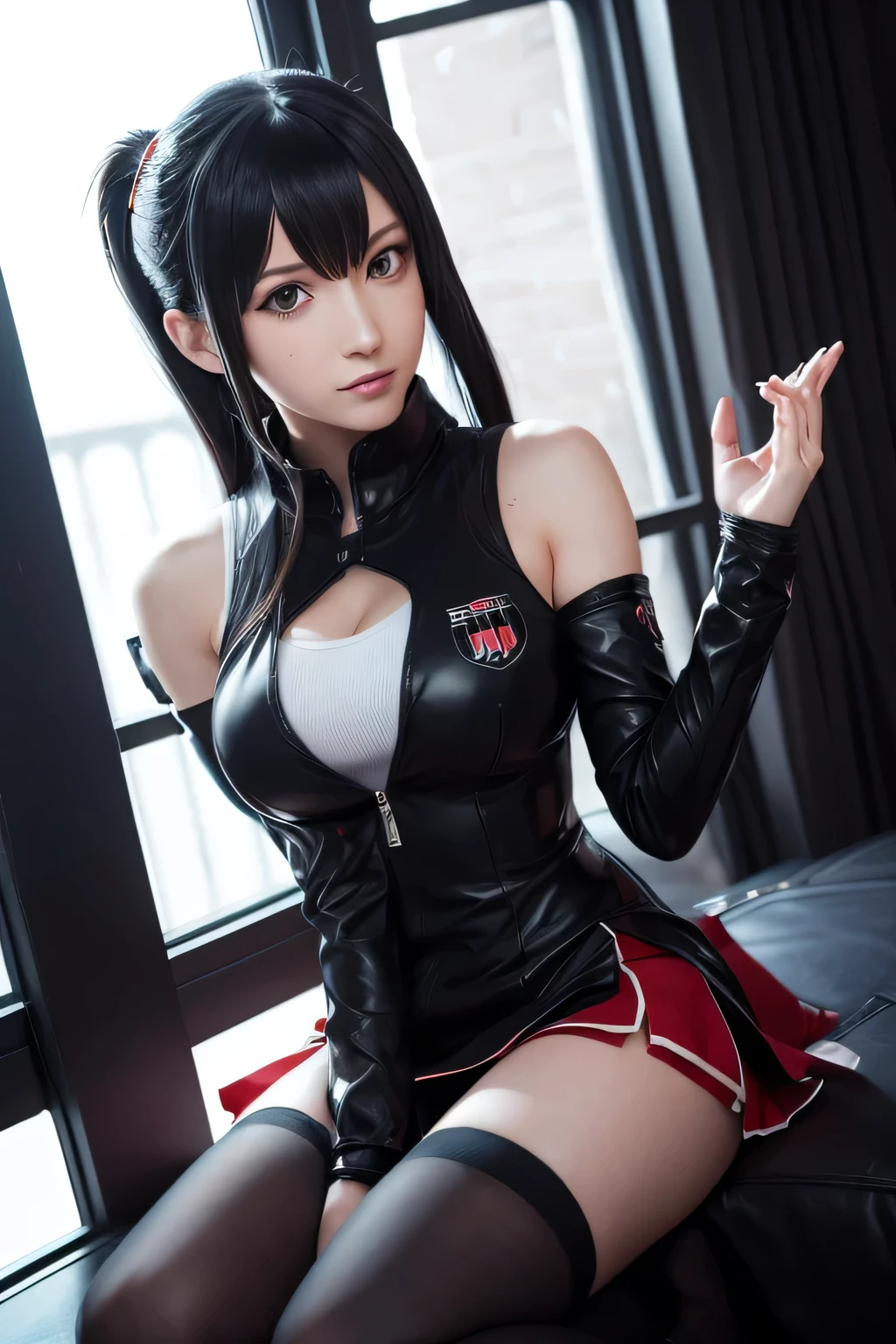 Tifa Lockhart Wearing A Shujin Academy uniform From Persona 5, in the art style of persona 5, Shigenori Soejima