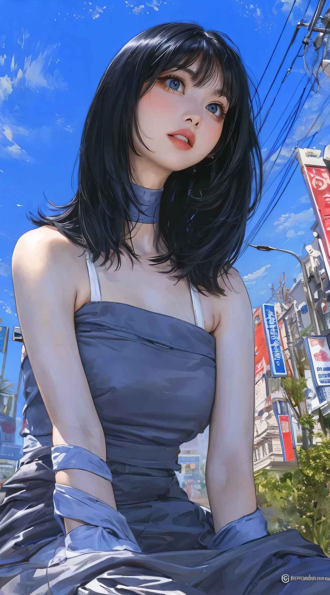 (melhor qualidade, obra de arte:1.2), ilustração de Hajime Sorayama, corpo perfeito, curvas hiperfemininas, fundo aleatório detalhado