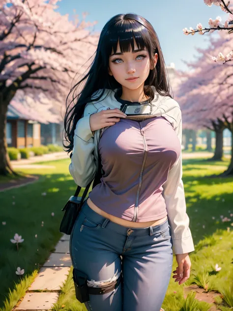 Х1Н4Т4, 1girl, Hyūga Hinata, solo, (Realistic:0.5), Masterpiece, solo, (Best Quality, Perfect detail, Beautifully detailed face,...