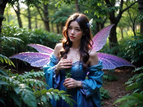 realistic photography, beautiful fairy ,fantasy forest