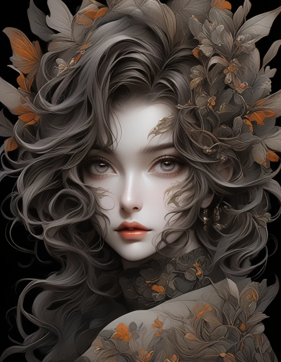 continuous art style, portrait, Beautiful detailed