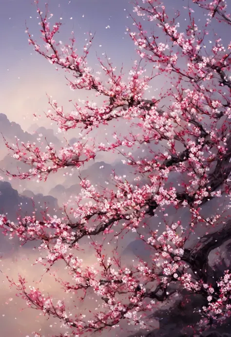 
                   Plum blossoms are in full bloom on a spring morning. Plum blossoms are blooming on the branches.，Blooms with...