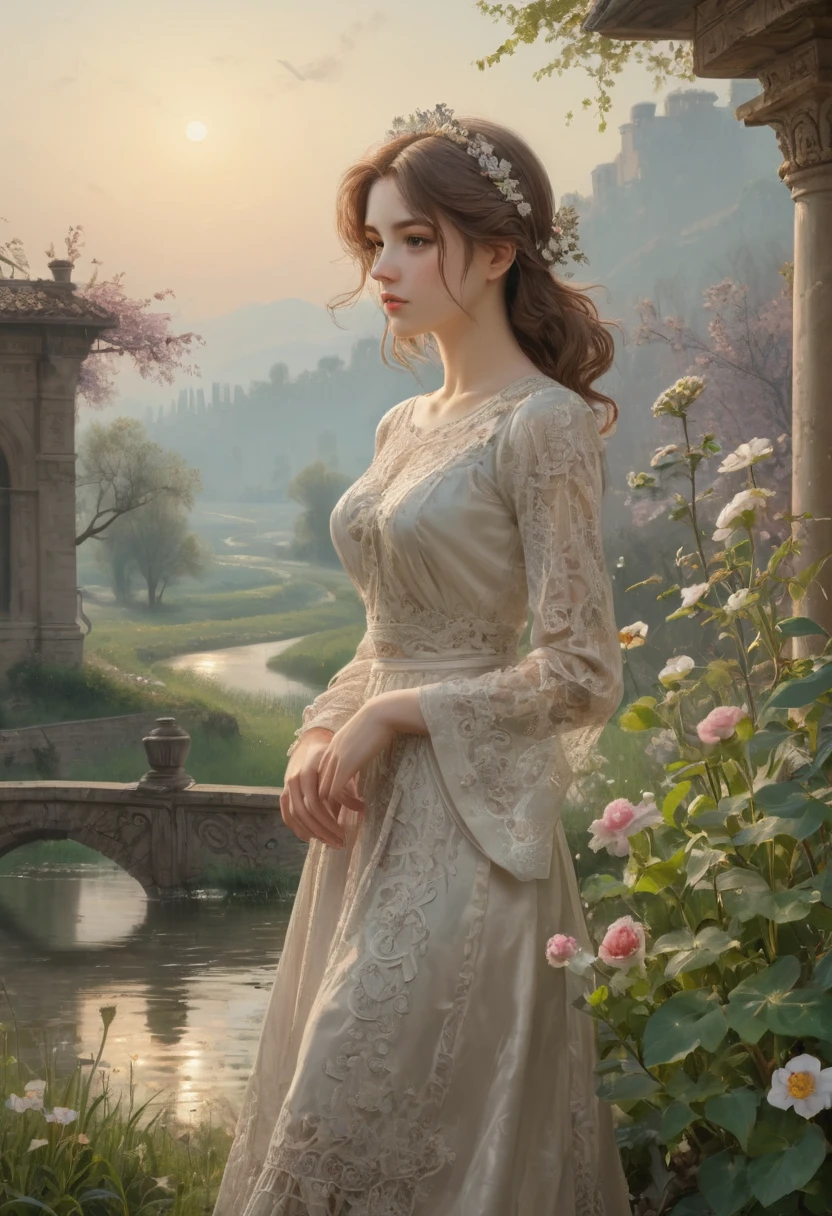 Spring Morning, cafe, sunlight, masterpiece, perfect composition, best quality, ultra-detailed, intricate details, Professional, official art, Representative work