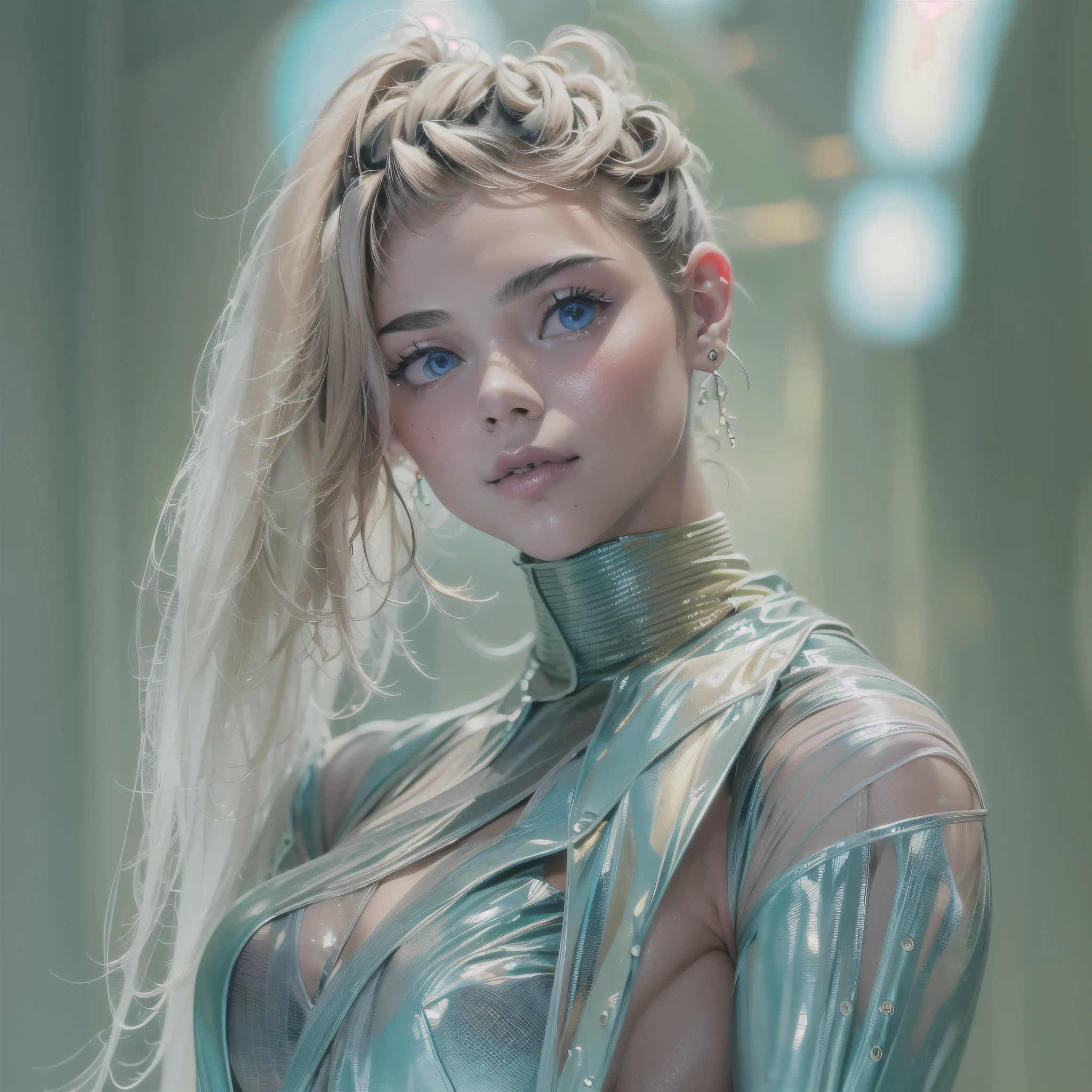 garota super-herói ("Elle Fanning"), (corpo esguio:1.3), emitindo, Espumante, néon, (anatomia correta:1.4), biquíni revelador. Um muito lindo, garota bem arrumada, com pele clara, bonitos lábios, e um leve sorriso no rosto. Bela figura, roupas modernas, vestido de alta costura moderno e legal. Sensual. Plano de fundo da apresentação, cinza-azul neutro, no espaço virtual. qualidade máxima, 16K. Full HD, renderização cinematográfica. Crie uma obra de arte que capture a beleza única da bebê Michela..., Famoso influenciador digital. Concentre-se em sua expressão facial única enquanto ela olha diretamente para a câmera, tentando capturar a intensidade de seus penetrantes olhos azuis. Capture com precisão seu estilo exclusivo com um penteado em estilo espanhol com dois coques cuidadosamente elaborados. Adicione detalhes que reflitam sua personalidade charmosa e vanguardista. Fizemos questão de transmitir a aura de modernidade e originalidade que caracteriza Lil Miquela no mundo digital. Algumas sardas e nevos, cabelo longo, cabelo trançado.