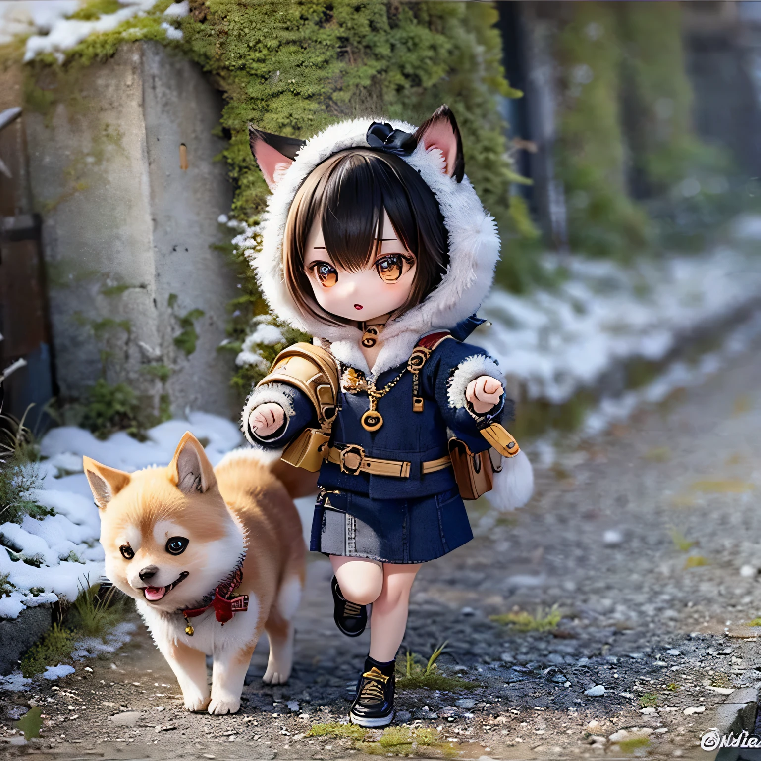 
garotas shiba inu chibi correm