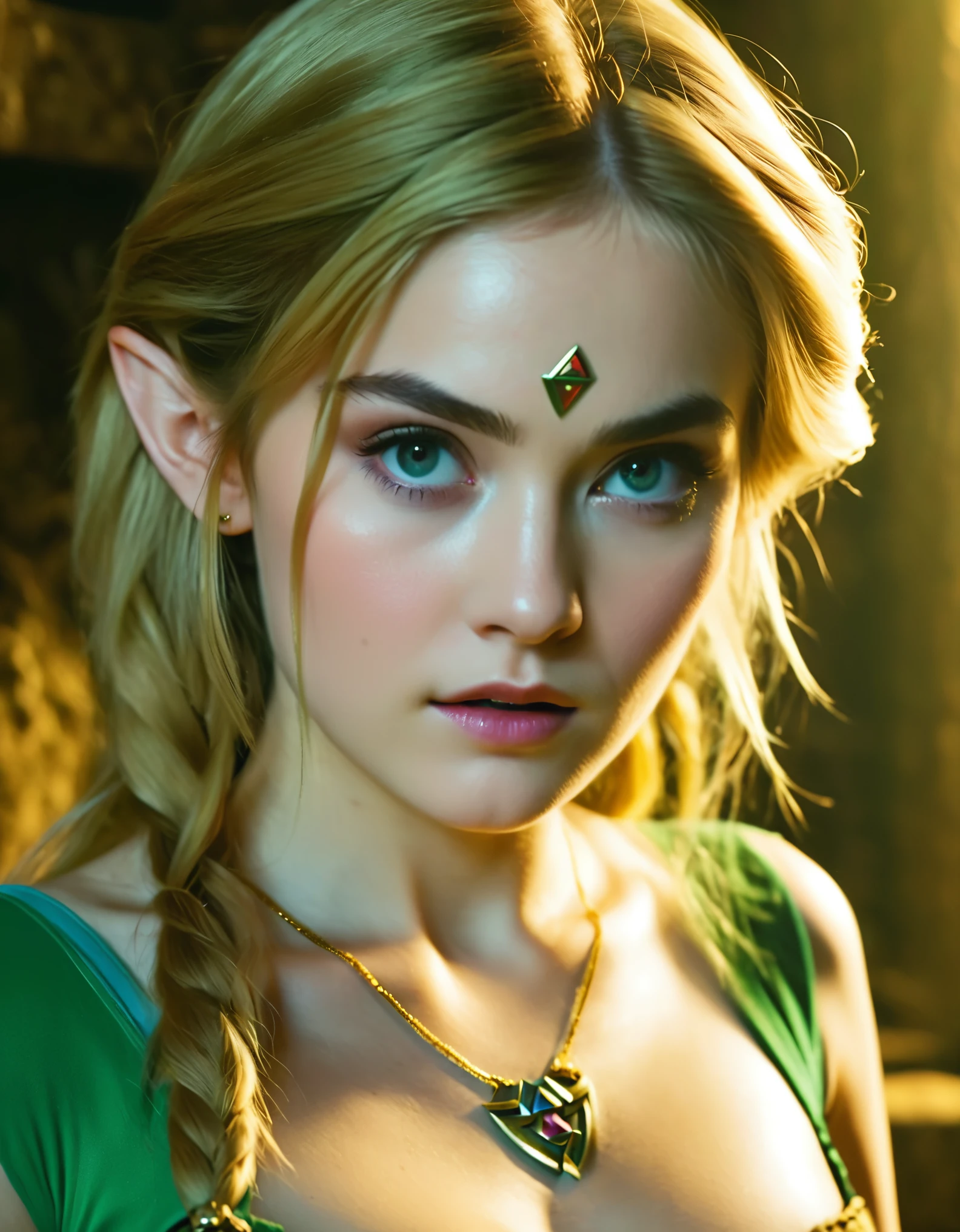 ภาพนิ่งภาพยนตร์แอ็คชั่น Legend of Zelda Live ที่นำแสดงโดย  (คริสตินา-เฮนดริกส์)  แสงระดับโรงภาพยนตร์, 4เค, ใกล้ชิด, ขี้เหนียว ความอิ่มตัวสูง เย้ายวนใจ 