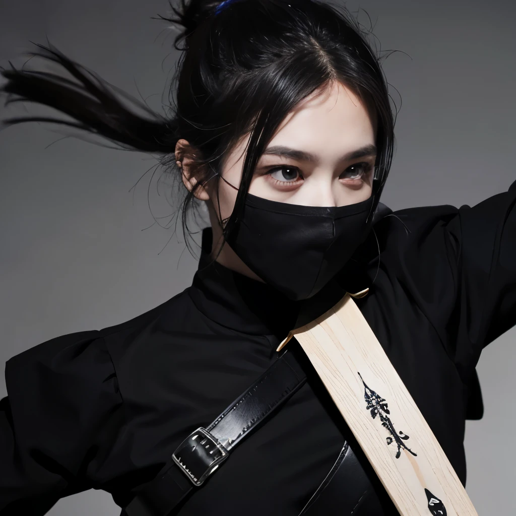 Beauty，ninja，Black clothes，draw sword，