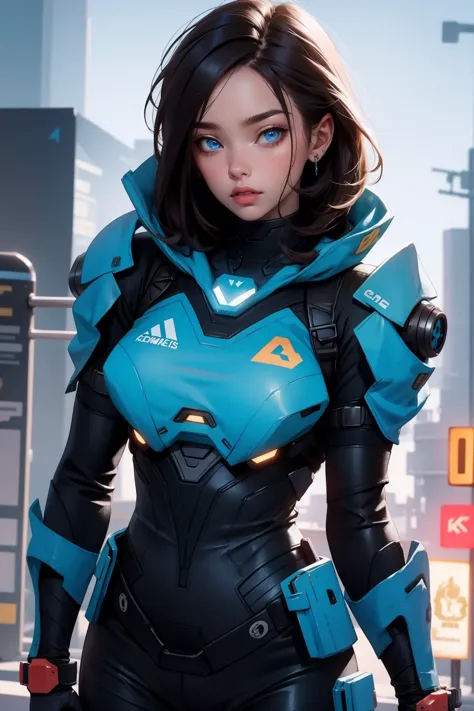 masterpiece,  best quality, , (solo), 1girl, look up, dim light, , horizon_(apex legends), goggles, blue eyes, brown hair, gaunt...