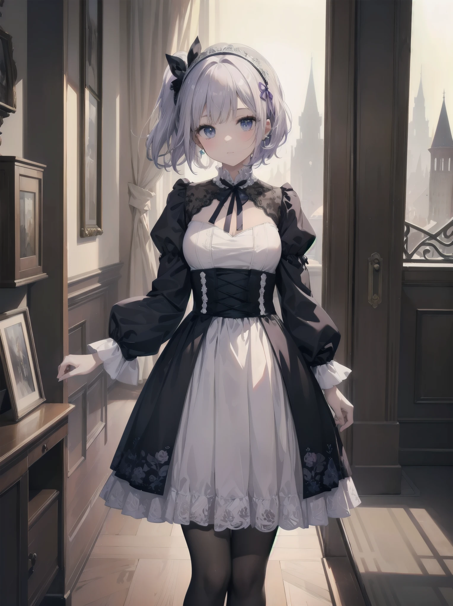 Anime girl in a maid outfit standing in a room - SeaArt AI