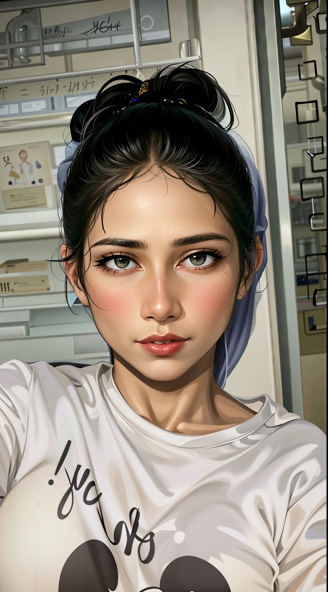 masterpiece, (ultra-high-definition portrait, vignet:1.4), Realistic, extremely detailed, CG unified, 8k, Clean lines, highly detailed, High-definition, raw color photos, Realistic portrait, Cinematic Light, Beautiful detailed, (1hijabgirl, indonesian:1.5), (165cm tall, big breasts with lips like she wants to kiss:1.5), Beautiful big breasts, breasts details, very tight, (Biggorgeous breast, Glance side eye with Smile:1.5), (Soft smiling, Big Breast:1.4), Close up of a girl in Beautiful clothes with errected nipple, biggorgeous breast, Smiling, scarf, (Bombastic Side Eyes with curvaceous body:2), pose 4 of 1 6, Undress, No bra, (nipples that are clearly sticking out detail:1.2), Outdoors, high intricate detailed.