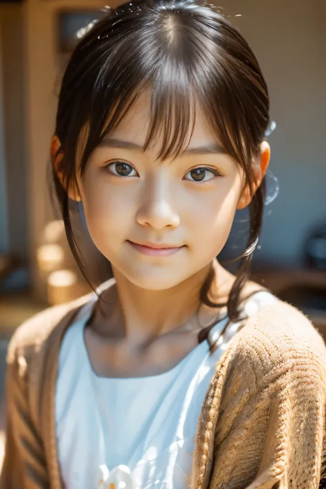 (highest quality, masterpiece), (beautiful 12 year old japanese girl), (freckles:0.6), soft light, ponytail, detailed eyes, brow...