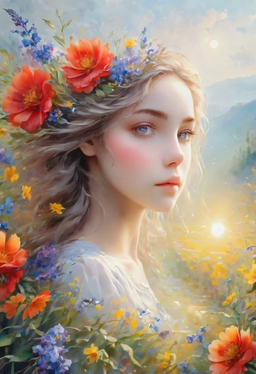 original photo, photography, lifelike, 8k vibrant photos of women in nature, Ultra-detailed, meticulous, dramatic light, meticulous beautiful eyes, Delicate skin, depth of field, gray eyes