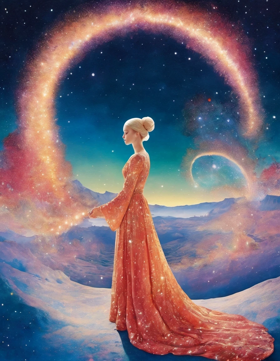 1 女性 美丽 超现实 夜晚 银河 梦幻, 民俗学,   魔法, 东方主义, 
(凯·尼尔森's (凯·尼尔森) 插图由 Ryan McGinley 绘制 (皮皮洛蒂·克罗斯))