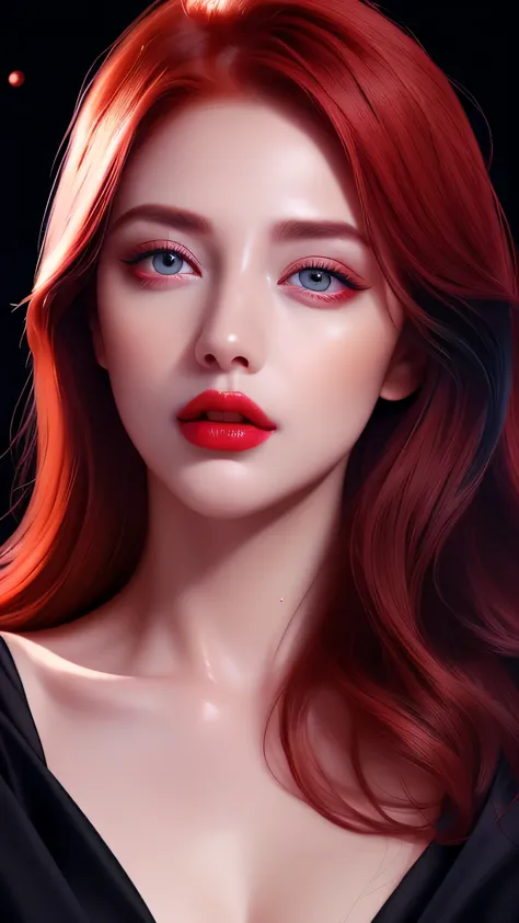 portrait shot, european woman, ((vivid red hair)), mature woman, 30 years old, diamond face, medium breast, moonlight, red starr...