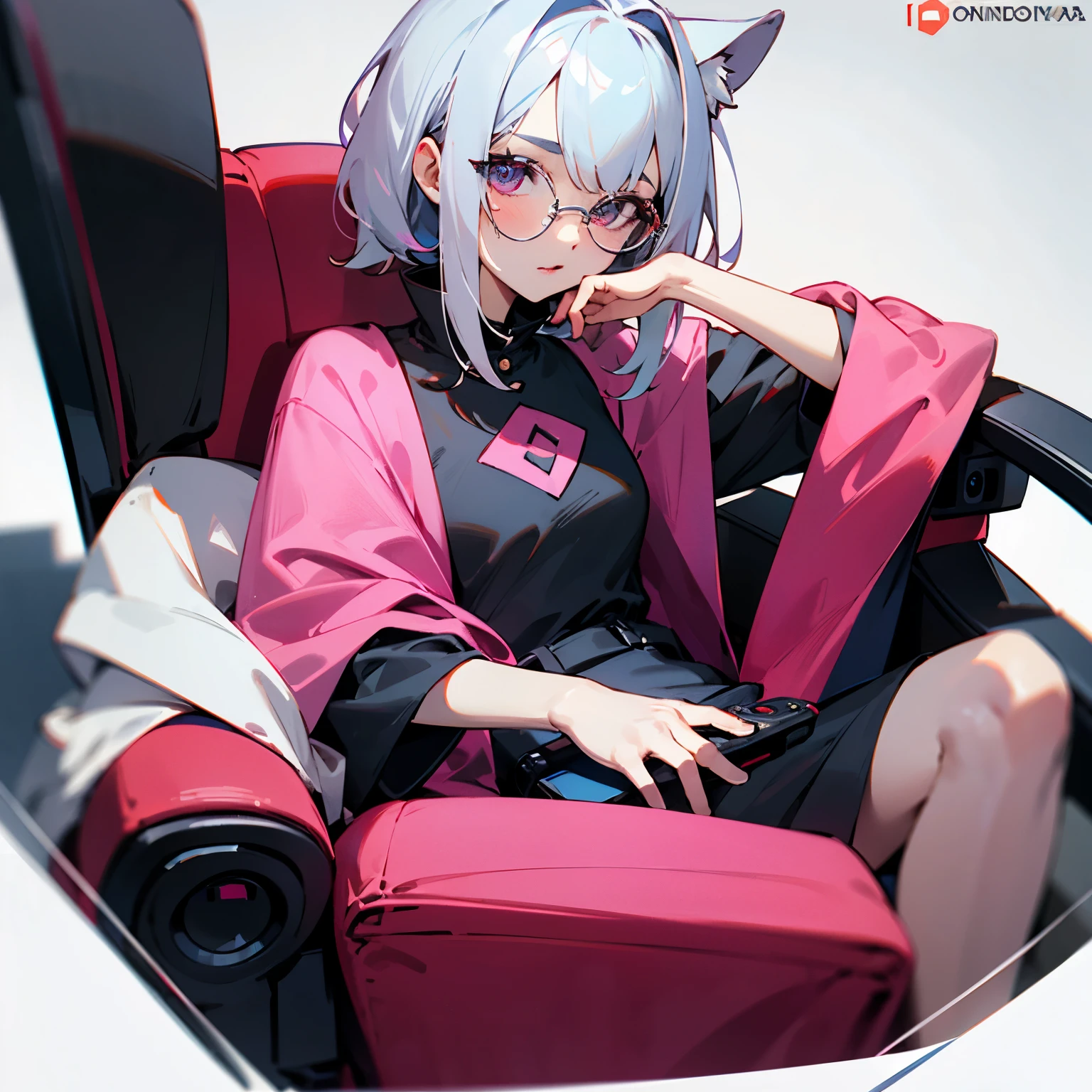 Anime girl sitting in a chair with a remote control - SeaArt AI