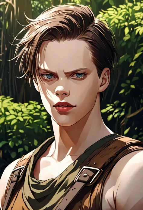 imagine bill skarsgård (homem macho) no velho oeste selvagem (textura da pele), intrinsecamente detalhado, detalhes finos, hiper...