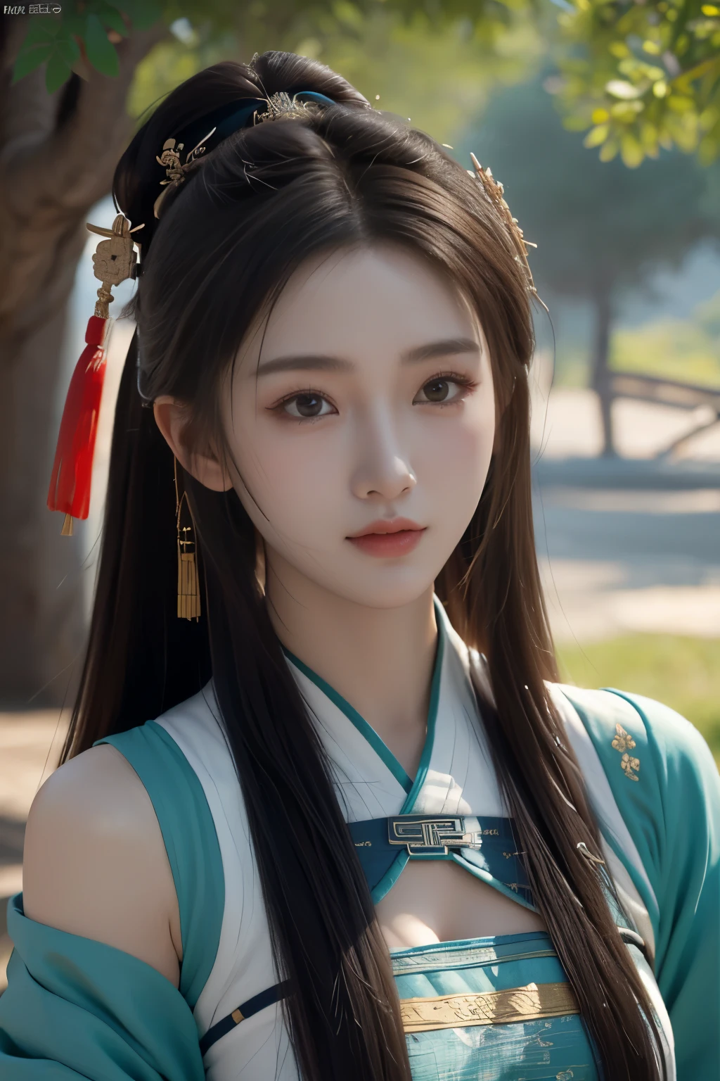 Game art，The best picture quality，Highest resolution，8K，(A bust photograph)，(Portrait)，(Head close-up)，(Rule of thirds)，Unreal Engine 5 rendering works， (The Girl of the Future)，(Female Warrior)， 
20-year-old girl，(The generals of ancient China)，An eye rich in detail，(Big breasts)，Elegant and noble，indifferent，brave，
(Wearing ancient Chinese cloth，Chinese Hanfu，Costumes of the Tang Dynasty，Costumes are rich in detail，Simple shades)，Chinese characters，fantasy style，
photo poses，wild background，Movie lights，Ray tracing，Game CG，((3D Unreal Engine))，OC rendering reflection pattern