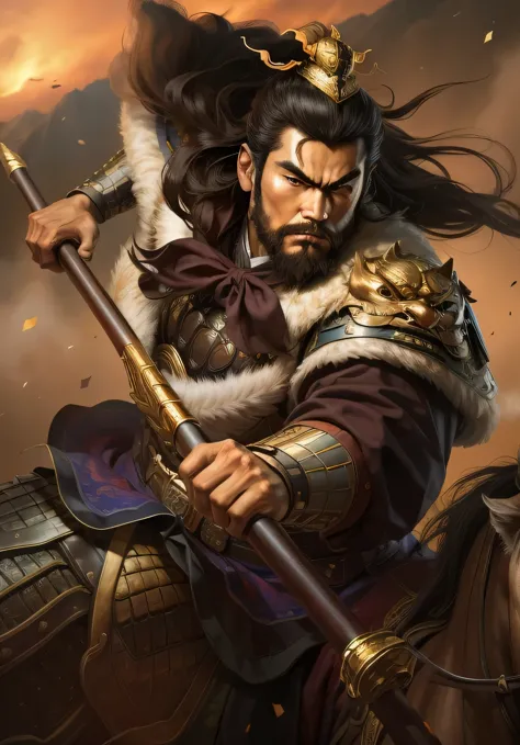 (4K,   best quality, high resolution:1.1), (masterpiece:1.1),   man, (Chinese male:1.2), youth, warrior, delicate eyes, beard, m...