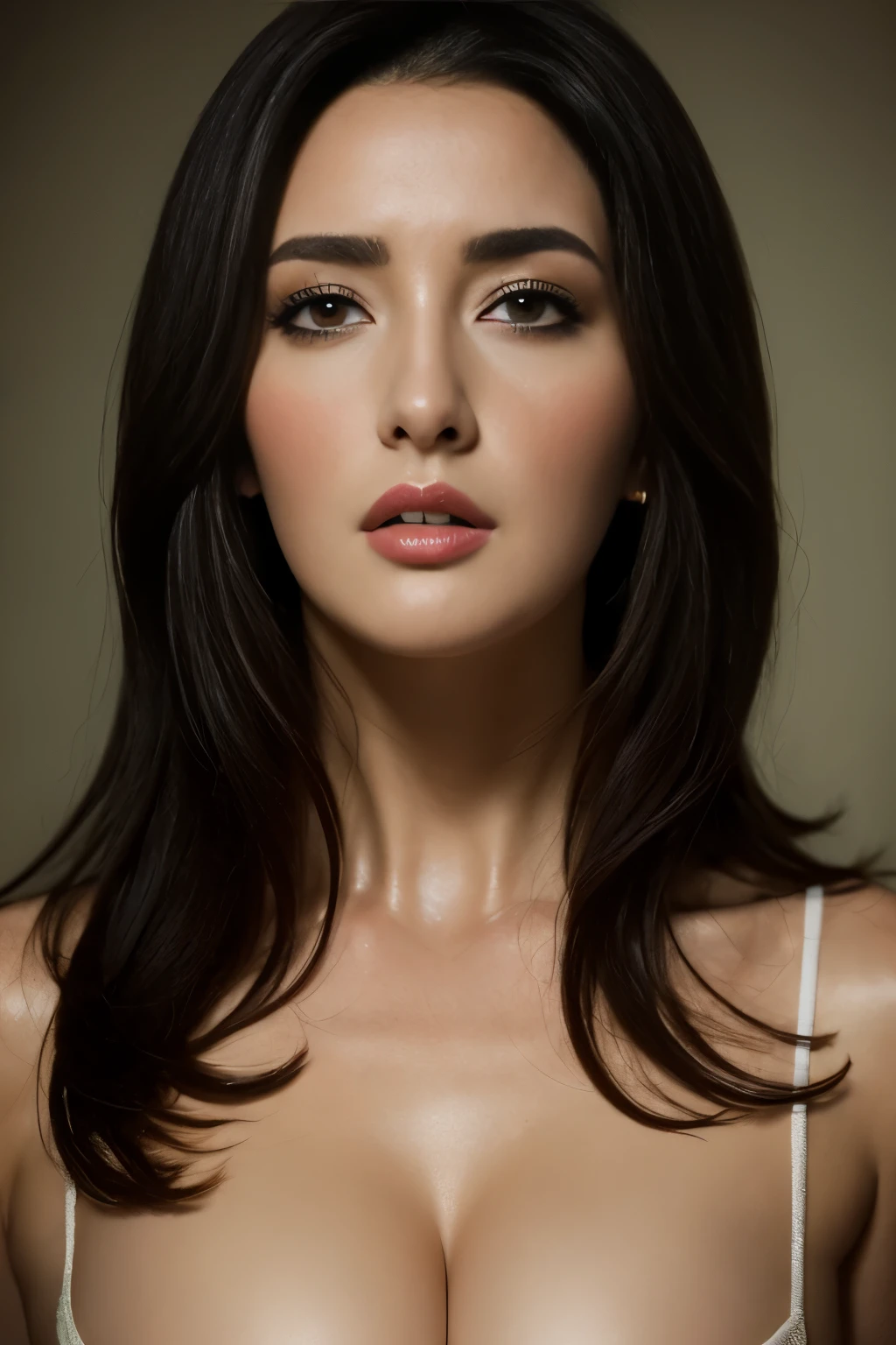 Surreal Monica Bellucci portrait, photorealistic, highly detailed face, 8k, 1 girl, Upper body, cowboy shot, long hair, black hair