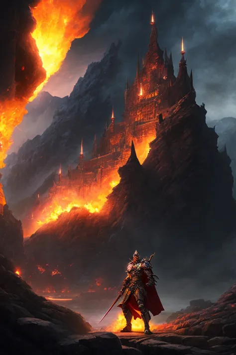 (create an epic image of the popular game Dungeons and Dragons: 1.5), dragons, battle, cliffs, fire, masterpiece, hyper detailed...