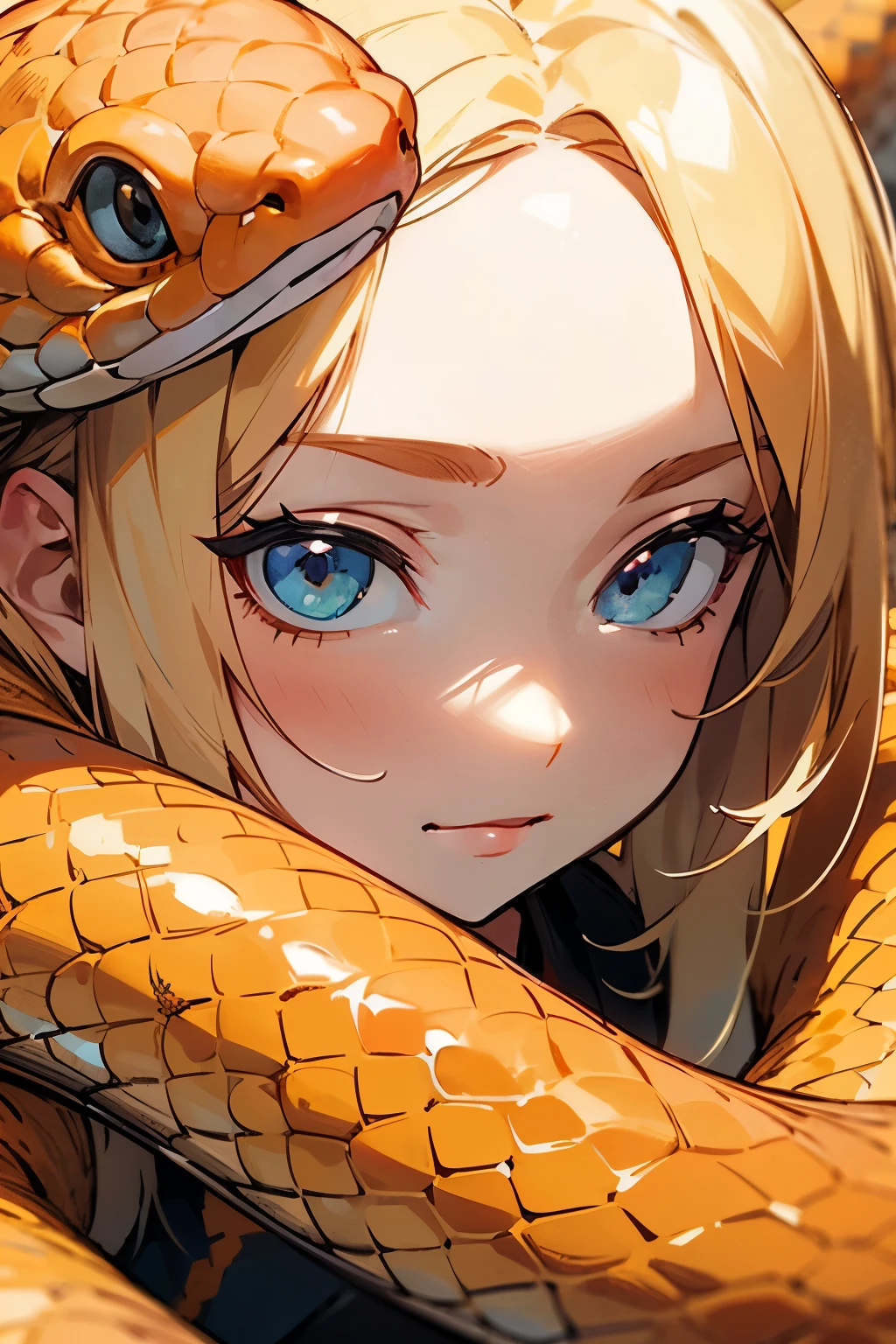 Anime girl with a snake on her head - SeaArt AI