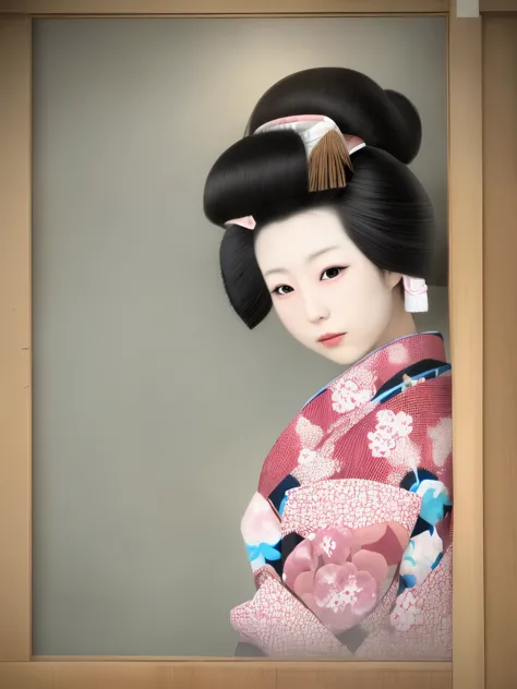 One female、kimono、japanese hair