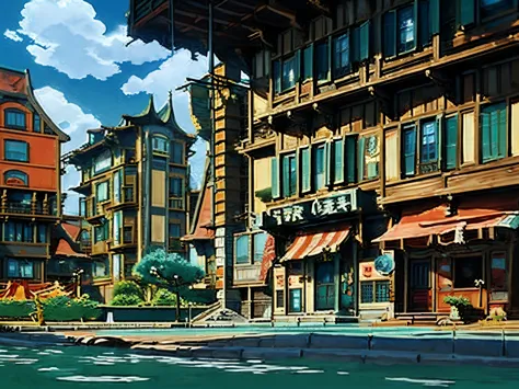 dvd screengrab from studio ghibli movie, (horror modern apartment complex:1.4), retro anime, unsaturated colors