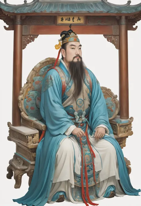 (masterpiece, best quality:1.2), yongle_style,1man,white background