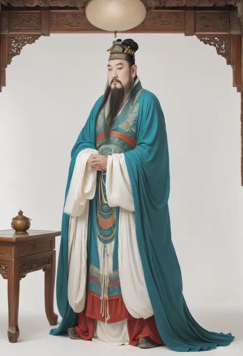 (masterpiece, best quality:1.2), yongle_style,1man,white background