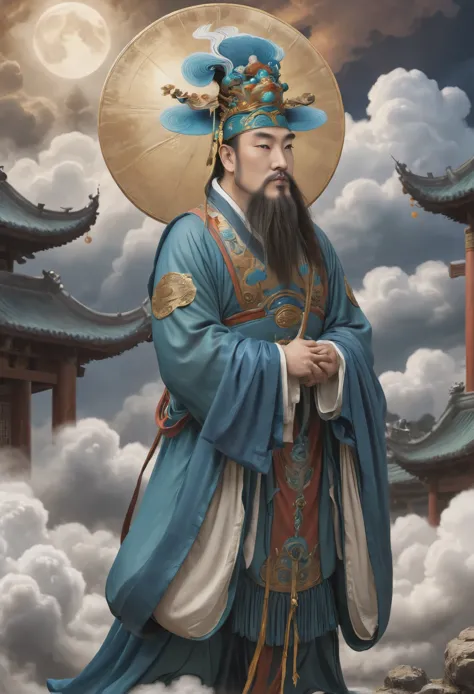 (masterpiece, best quality:1.2), yongle_style,1man,cloud,Hat