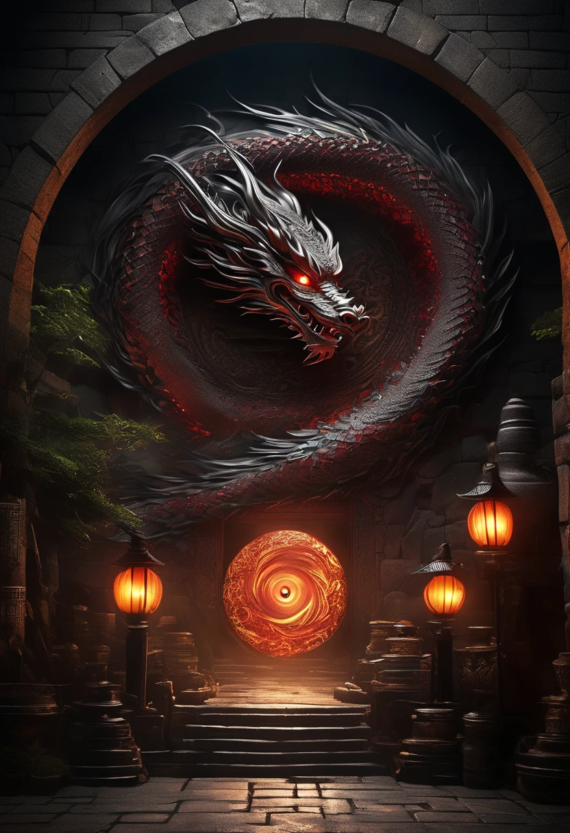  Mysteriöses Drachenauge, der Drache lebt im Dungeon(Szenen mit Dungeons)Das geheimnisvolle Drachenauge leuchtet geheimnisvoll in der Dunkelheit，Verborgene Weisheit und Macht des Drachen，

            Create a mysterious and Heilige Atmosphäre。 Magische, geheimnisvolle Fantasy, hochdetaillierte digitale Kunst, Drachen-Kunstwerk, Hochdetaillierte digitale Kunst, Heilige Atmosphäre, aufwendig und geheimnisvoll, lokaler Meister Gao Pinjia&#39;seine hochauflösende Kunstwerke, geheimnisvolle Atmosphäre der Licht- und Schattenkunst, anatomisch korrekt