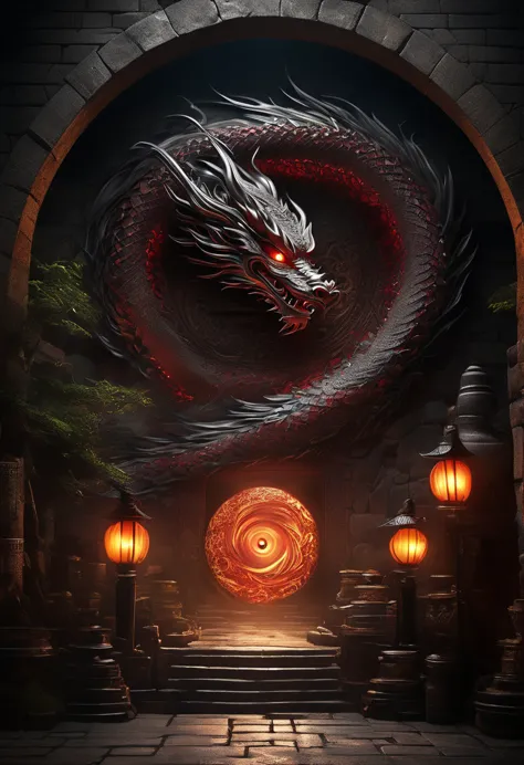  Mysterious dragon eye dragon lives in the dungeon(Scenes with dungeons)The mysterious dragon eye shines mysteriously in the dar...