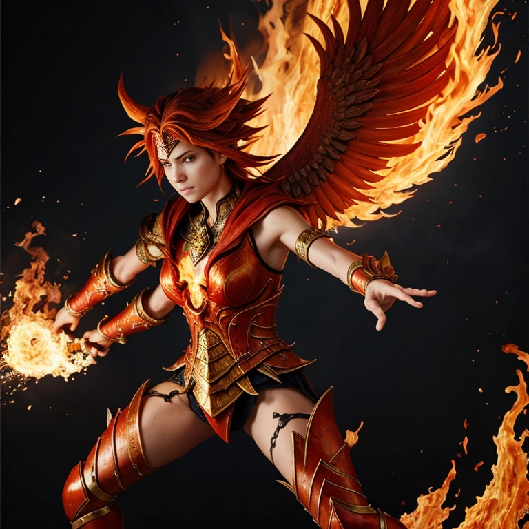 Powerful warrior channeling fiery flames