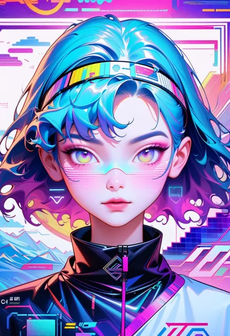 close-up of person wearing headband, the art of math inspired by yanjun cheng, douban, the art of math, vibrant fan art, lofi po...