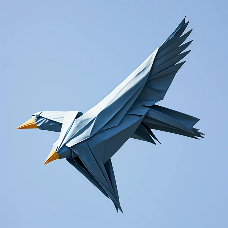 A huge origami bird taking flight