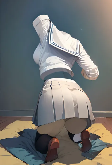 nobody,(masterpiece, Best quality:1.2), 1 girl, One, focus ass, skirt, angle between the legs, bottom view 