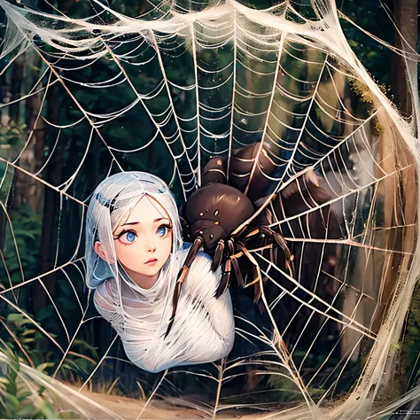 a girl completely entangled in the spider's web