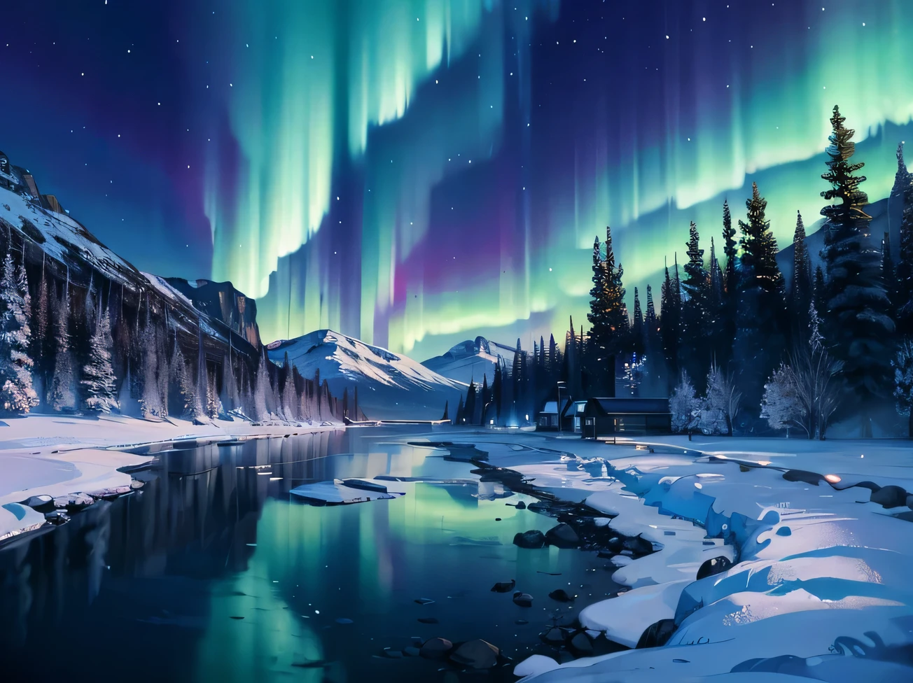 River image with mountains as background, aurora borealis, dramatic aurora borealis, northern lights, blinds, aurora borealis in the sky, infused with aurora borealis, aurora borealis on background, with aurora borealis in the sky, northern lights background, lappland, aurora in the sky, Mark Adams, aurora