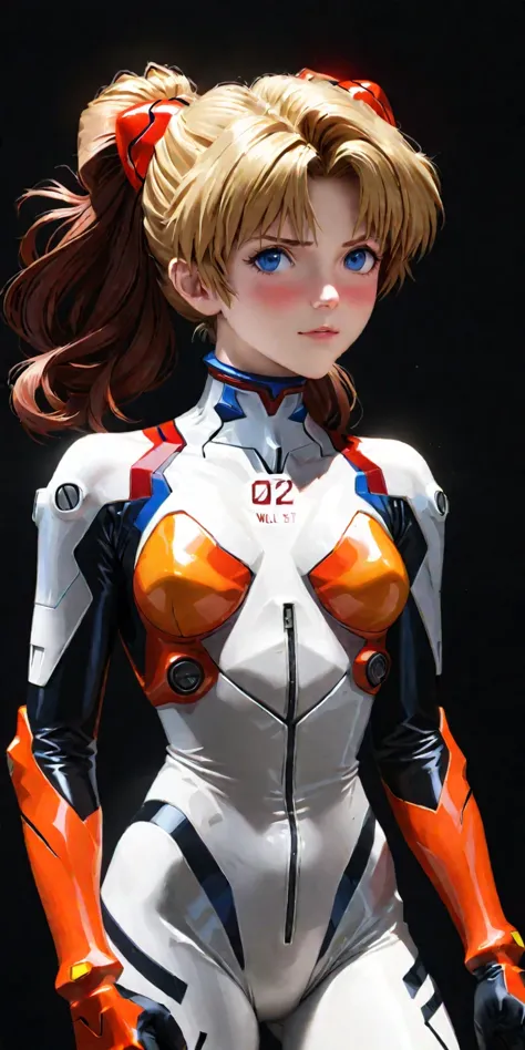 diy9，a lifesize statue of asuka langley shikinami from "neon genesis evangelion" characterized by intricate detail and realistic...